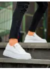 Tb-x155 Terzi Bey Beyaz Cilt Detaylı Beyaz Yüksek Taban Günlük Spor Ayakkabı