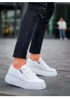 Tb-x155 Terzi Bey Beyaz Cilt Detaylı Beyaz Yüksek Taban Günlük Spor Ayakkabı
