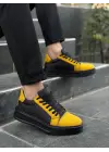 Tb-x46 Terzi Bey Siyah Sarı Yüksek Siyah Taban Günlük Spor Ayakkabı