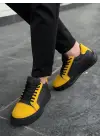 Tb-x46 Terzi Bey Siyah Sarı Yüksek Siyah Taban Günlük Spor Ayakkabı