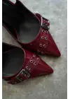 Keira Bordo Rugan Kadın Topuklu Ayakkabı
