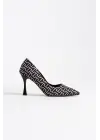 Kelsey Kadın Siyah Desenli Stiletto