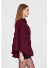 Kemerli Kaşe Panço Bordo Pt