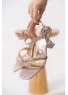 Kendy Rose Gold Taşlı Kadın Topuklu Sandalet
