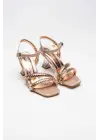 Kendy Rose Gold Taşlı Kadın Topuklu Sandalet
