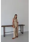 Keten Yelek Pantolon Takım Bej Pt