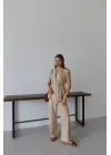 Keten Yelek Pantolon Takım Bej Pt