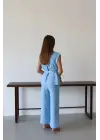 Keten Yelek Pantolon Takım Mavi Pt
