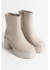 Keti Kadın Bej Topuklu Bot