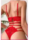 Kırmızı Dantelli Gold Zincirli Seksi Jartiyer Takım
