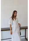 Kısa Kollu Müslin Elbise Beyaz Pt