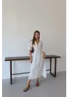 Kısa Kollu Müslin Elbise Beyaz Pt
