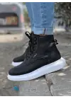 Knack Yüksek Taban Siyah Beyaz Erkek Ayakkabısı