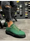 Terzi Bey Yüksek Taban Günlük Ayakkabı 045 Yeşil (siyah Taban)