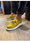 Terzi Bey Yüksek Taban Mevsimlik Keten Ayakkabı 009 Sarı