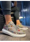 Terzi Bey Yüksek Taban Renkli Baskılı Günlük Ayakkabı 046 Gri