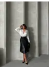 Komple Parçalı Deri Etek Siyah H26441
