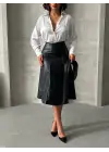 Komple Parçalı Deri Etek Siyah H26441