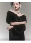 Kürk Orijinal Siyah Seksi Omuzluk Şık Kürk