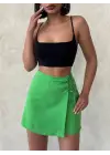 Kuş Gözü Şort Etek Yeşil S25819
