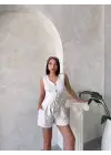 Kuşaklı Şortlu Tulum