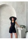 Kuşaklı Şortlu Tulum