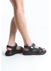 Lamıa Cırt Cırtlı Ortopedik Taban Kadın Sandalet Cst - Siyah