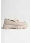 Lara Toka Detaylı Bej Süet Günlük Loafer Ayakkabı
