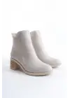 Larıssa Fermuarlı Ortopedik Taban Topuklukadın Bot  Kt - Krem