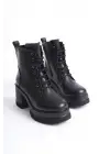 Lauren Bağcıklı Fermuarlı Ortopedik Taban Topuklukadın Bot St - Siyah