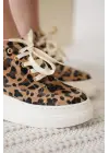 Lauren Kadın Gizli Topuk Beyaz Taban Leopar Spor Ayakkabı