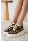 Lauren Kadın Gizli Topuk Beyaz Taban Leopar Spor Ayakkabı