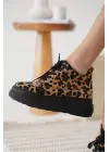 Lauren Kadın Gizli Topuk Siyah Taban Leopar Spor Ayakkabı