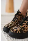 Lauren Kadın Gizli Topuk Siyah Taban Leopar Spor Ayakkabı