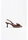 Leopar Fiyonklu Kitten Topuklu Slingback Kadın Ayakkabı TR08MS24D
