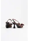 Leopar Fiyonklu Kitten Topuklu Slingback Kadın Ayakkabı TR08MS24D