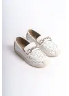 Lıly Bağcıksız Ortopedik Rahat Taban Kalp Desenli Kadın Babet Ayakkabı  Kt - Beyaz