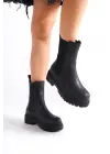 Lora Bağcıksız Lastikli Ortopedik Taban Kadın Bot St - Siyah