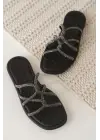 Loren Siyah Kadın Taşlı Terlik