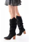 Siyah Süet Günlük Kadın Çizme