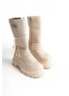 Lucy Lastikli Fermuarlı  Paraşüt Kumaş Rugan Kadın Bot  Kt - Krem