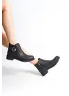 Luna Fermuarlı Lastikli Ortopedik Taban Topuklukadın Bot  St - Siyah