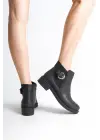 Luna Fermuarlı Lastikli Ortopedik Taban Topuklukadın Bot  St - Siyah