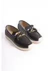 Lydıa Bağcıksız Ortopedik Rahat Taban Çiçek Desenli Kadın Babet Ayakkabı  Kt - Siyah
