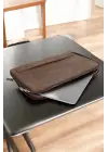 Macbook Air Pro 13 & 13.3 İnç Hakiki Deri Kahverengi Laptop Kılıfı