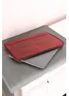 Macbook Air Pro 13 & 13.3 İnç Hakiki Deri Kırmızı Laptop Kılıfı