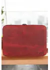 Macbook Air Pro 13 & 13.3 İnç Hakiki Deri Kırmızı Laptop Kılıfı