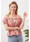Madonna Yaka Çiçekli Bluz