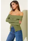 Madonna Yaka Düğmeli Bluz Yeşil T4329