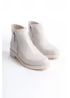 Margaret Fermuarlı Ortopedik Taban Topuklukadın Bot  Kt - Krem